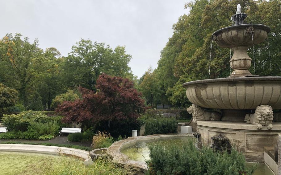 The Lion Fountain, beyond the gate on Mannheimerstrasse across from Kleber Kaserne, is surrounded by benches where people can reflect, relax or read.