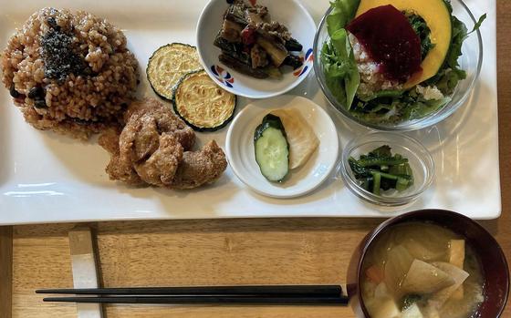 Dishes at Organic Cafe koto-koto in western Tokyo are plant-based and inspired by tradiitonal Japanese cuisine. 