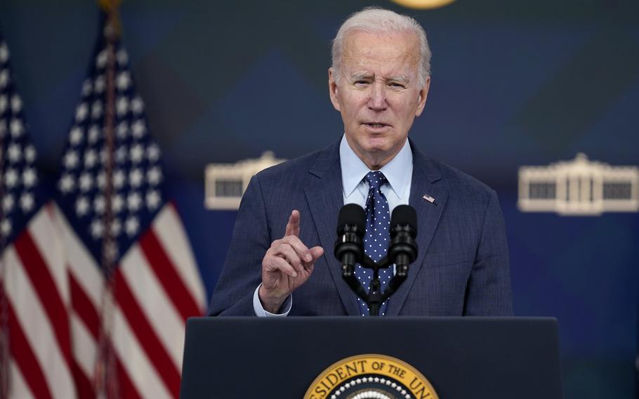 President Joe Biden speaks Thursday, Feb. 16, 2023, in Washington about the Chinese surveillance balloon and other unidentified objects shot down by the U.S. military.