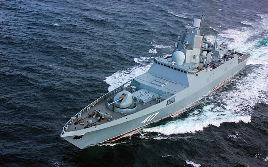 The Russian frigate Admiral Gorshkov is scheduled to train with the South African and Chinese navies off South Africa's coast, Feb. 17-27, 2023.
