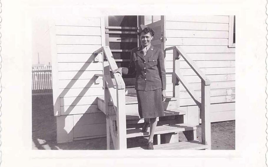 A photo of Romay Johnson Davis with the 6888th Central Postal Directory Battalion.