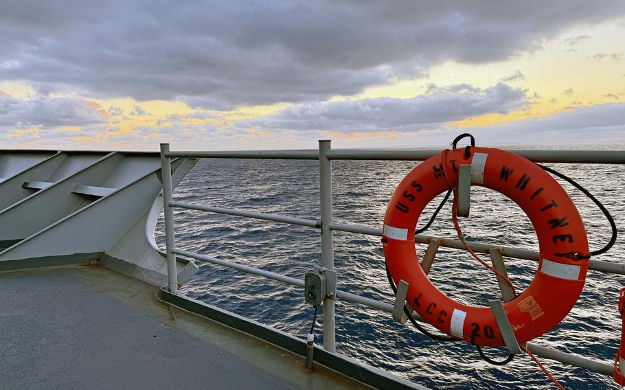 A photo of the bow of the ship.