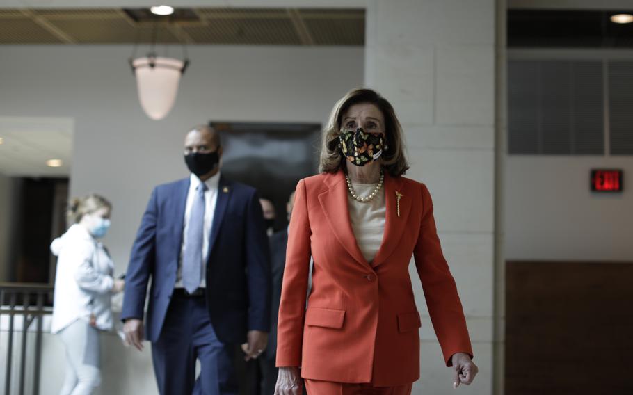 U.S. House Speaker Nancy Pelosi, D-Calif., arrives at her weekly news conference on Capitol Hill in Washington on Jan. 15, 2021. Pelosi touted the bipartisan gun safety bill passed by the Senate and the House on Friday, June 24, 2022, and now is headed to the desk of President Joe Biden.