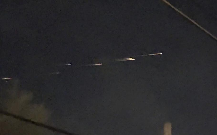 This image from video provided by Jaime Hernandez shows streaks of light traveling across the sky over the Sacramento, Calif., area on Friday night, March 17, 2023. “Mainly, we were in shock but amazed that we got to witness it,” Hernandez said. “None of us had ever seen anything like it.” 