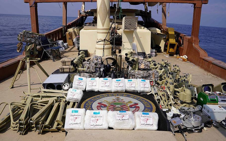 The U.S. Coast Guard fast-response cutter USCGC Clarence Sutphin Jr. seized advanced conventional weapons and other lethal aid originating in Iran and bound to Houthi-controlled Yemen from a vessel in the Arabian Sea, Jan. 28, 2024.