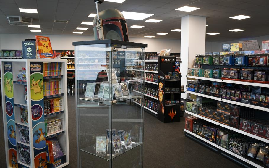 The Battle Bear card shop in Kaiserslautern has aisles filled with boxes and packs of collectible trading cards such as Magic: The Gathering, the Pokemon Trading Card Game and Yu-Gi-Oh.