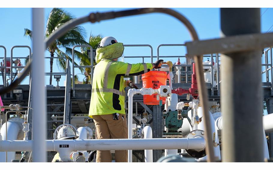 Personnel in support of Joint Task Force-Red Hill begin unpacking Red Hill Bulk Fuel Storage Facility fuel pipelines at Joint Base Pearl Harbor-Hickam, Hawaii, on Dec. 12, 2023. 