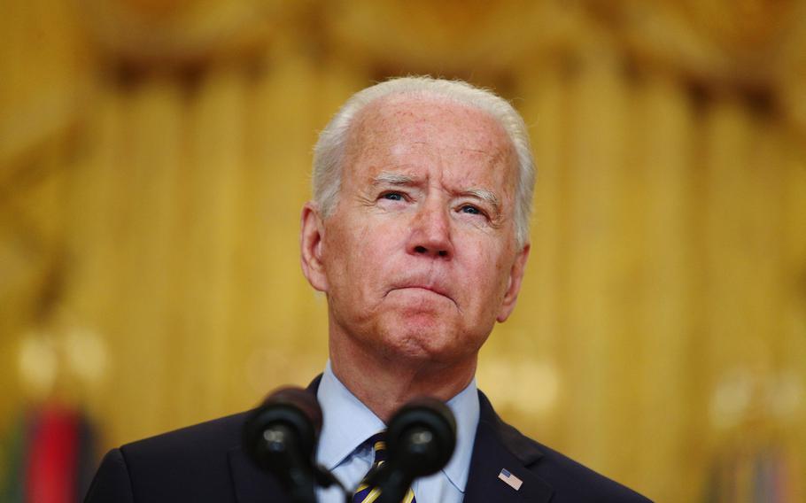 President Joe Biden pauses while speaking in the East Room of the White House in Washington, D.C., on July 8, 2021. 