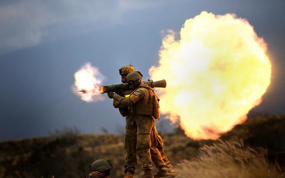 Australian soldiers fire a Carl Gustav recoilless rifle during training in 2014. The U.S. is providing Ukraine with 2,000 rounds for the weapon, which has a range of a few hundred meters.