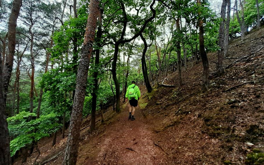 A hiker makes his way along the Serpentine Trail near Bad Muenster am Stein-Ebernburg.