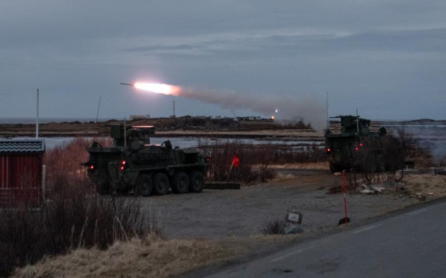 A Stinger missile takes flight.