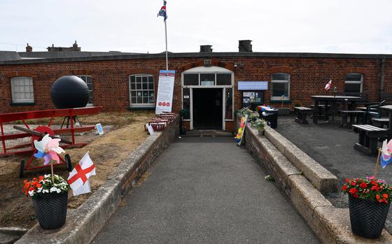 The entrance to the Felixstowe Museum, in the English port town of Felixstowe.