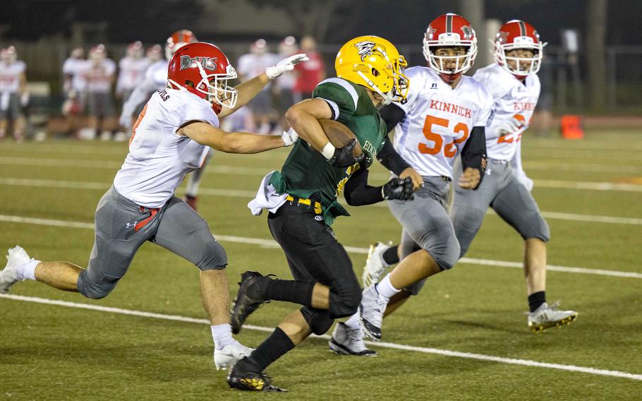 Evan Moreno and Robert D. Edgren's football team will play a flag football game for homecoming Friday against a Misawa Air Base Navy team.