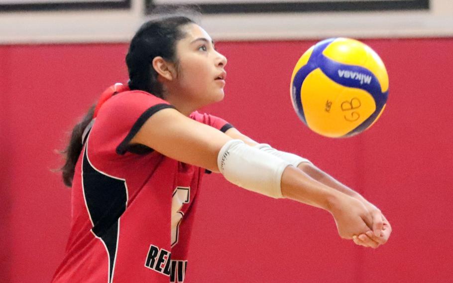Layla Alvarez bumps the ball.
