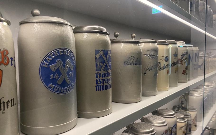“Wall of Beer Steins” found on the mid-20th century portion of the House of Bavarian History in Regensburg, Oct. 26, 2022.