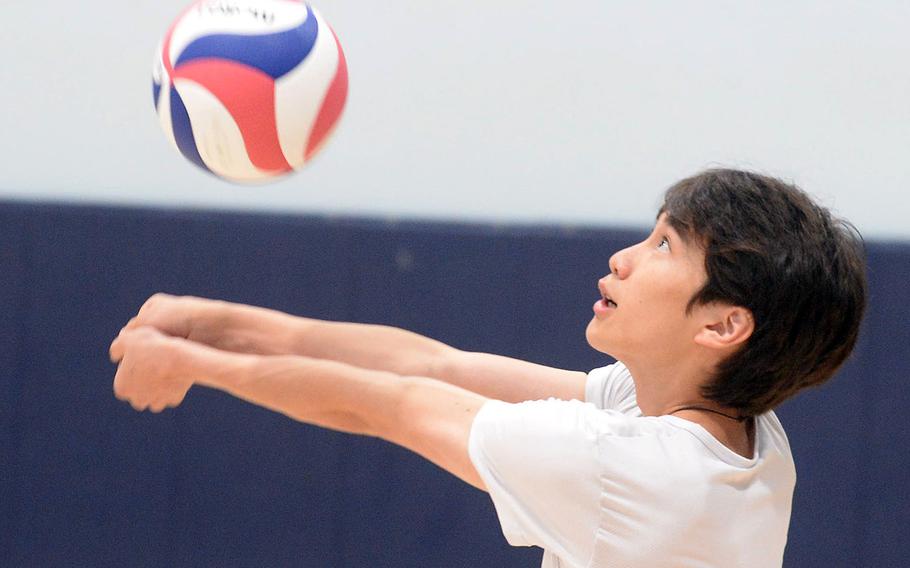 Senior Benjamin Plouff will play outside hitter for Osan's boys volleyball team.