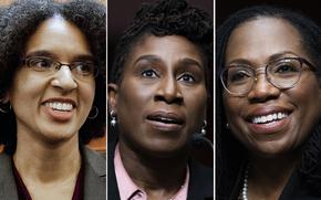 President Joe Biden has already narrowed the field for his first U.S. Supreme Court pick. Potential nominees are from left:  Lenodra Kruger, a justice on the California Supreme Court; Candace Jackson-Akiwumi, a former public defender he named to the U.S. Court of Appeals for the 7th Circuit; and Ketanji Brown Jackson whom Biden already has elevated to the U.S. Court of Appeals for the District of Columbia Circuit. 