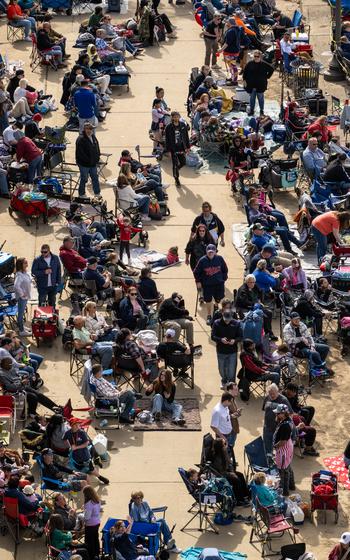 Hundreds of thousands of spectators line the banks of the Ohio River in Louisville, Ky., and southern Indiana for the annual Thunder Over Louisville air show and fireworks display Saturday, April 20, 2024, officials said.