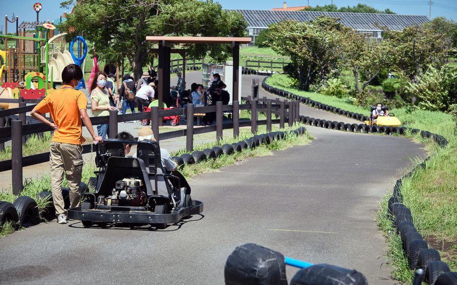 Soleil Hill Park's ticketed activities include go-karts, a mini-excavator, archery, pedal boats, grass sledding, merry-go-round and a petting zoo. 