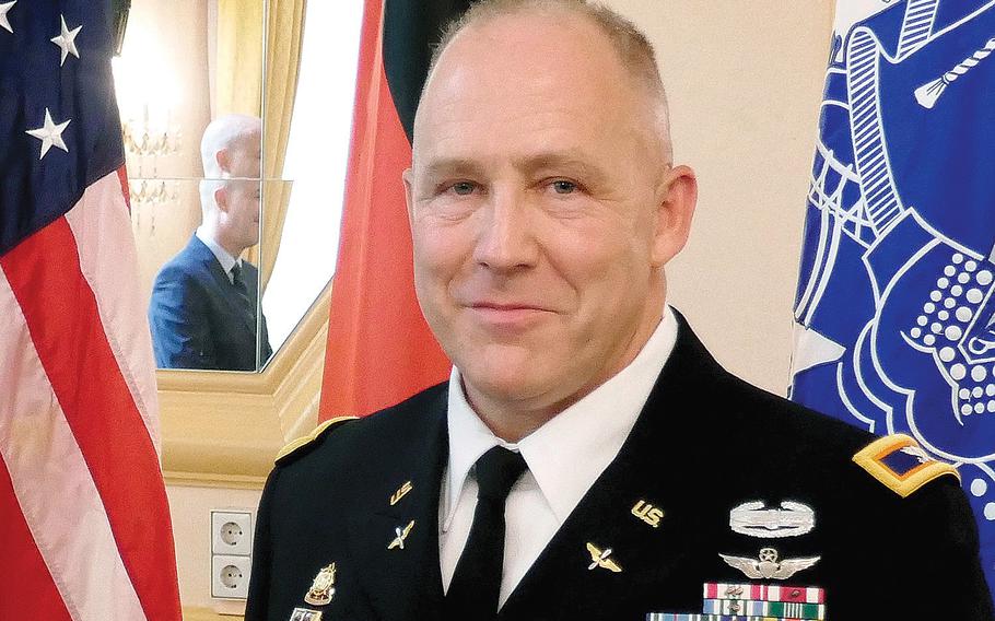Army Col. Richard Gulley during his retirement ceremony in Stuttgart in June 2017. Gulley and Maj. Jennifer Walters are the named plaintiffs in the a federal court complaint arguing that the Army has unlawfully denied dual housing allowances to mobilized reservists in Europe.