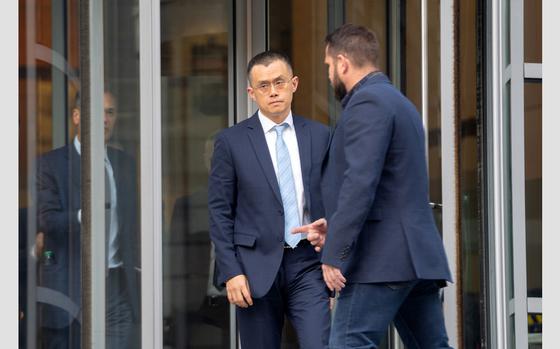 Changpeng Zhao exits federal court in Seattle, Washington, on Nov. 21, 2023.