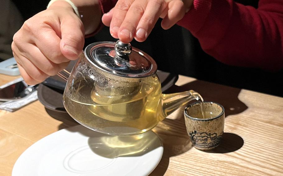 Jasmine tea is poured into a teacup at Mizuki in Kaiserslautern, Germany. The tea is one of the numerous beverages available at the new Japanese restaurant downtown.