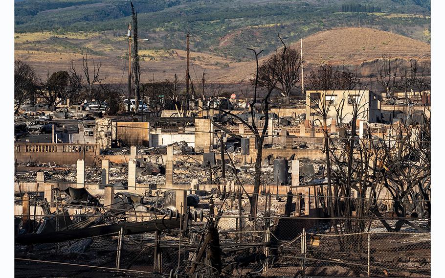 Officials said most of Lahaina, the historic town in West Maui, was destroyed when hurricane winds pushed fires to the coast. 