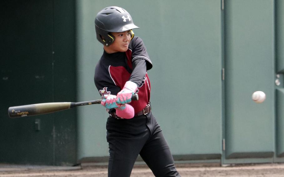 Dylan DeGuzman swings at the ball.