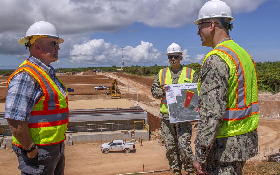 Rear Adm. John Adametz, who heads up Naval Facilities Engineering Systems Command Pacific, visits Marine Corps base Camp Blaz on Guam, June 9, 2021.