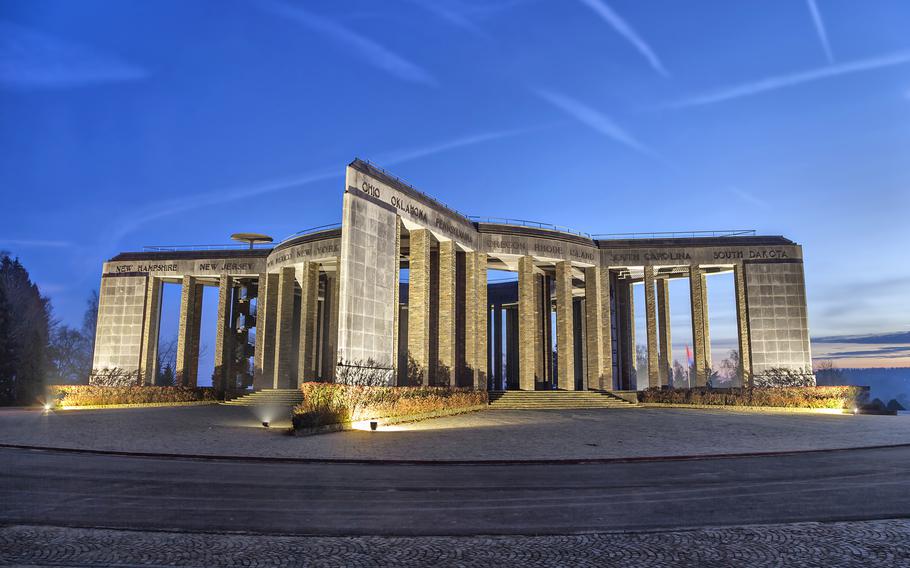 The Battle of the Bulge Memorial in Bastogne, Belgium, tells the story on its inner panels of the 76,890 Americans killed, wounded and missing at the battle that began in 1944.