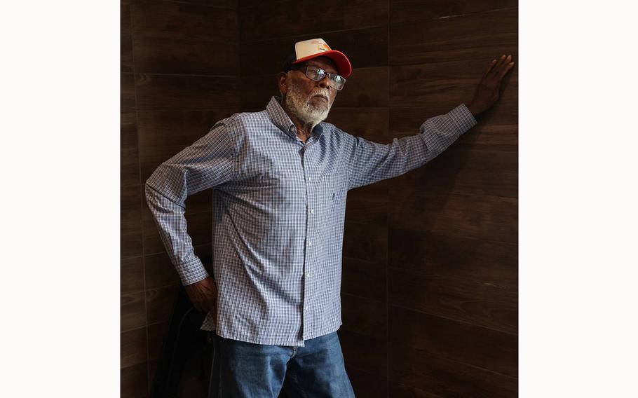 Army veteran James McDonald, 89, is photographed as Black military veterans gathered daily to share memories, stories, and fellowship at a local McDonald’s on March 28, 2024 in Miami, Florida.