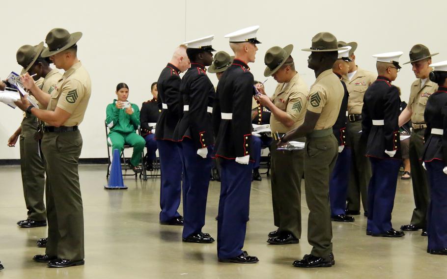 The Dragon Battalion of Kubasaki High School at Camp Foster, Okinawa, competes for a national JROTC title in Fredericksburg, Va., April 12, 2023.