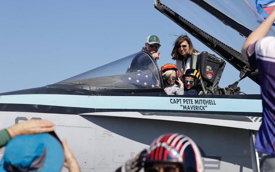 Spectators are seen during Tampa Bay Airfest at MacDill Air Force Base, Friday, March 29, 2024.