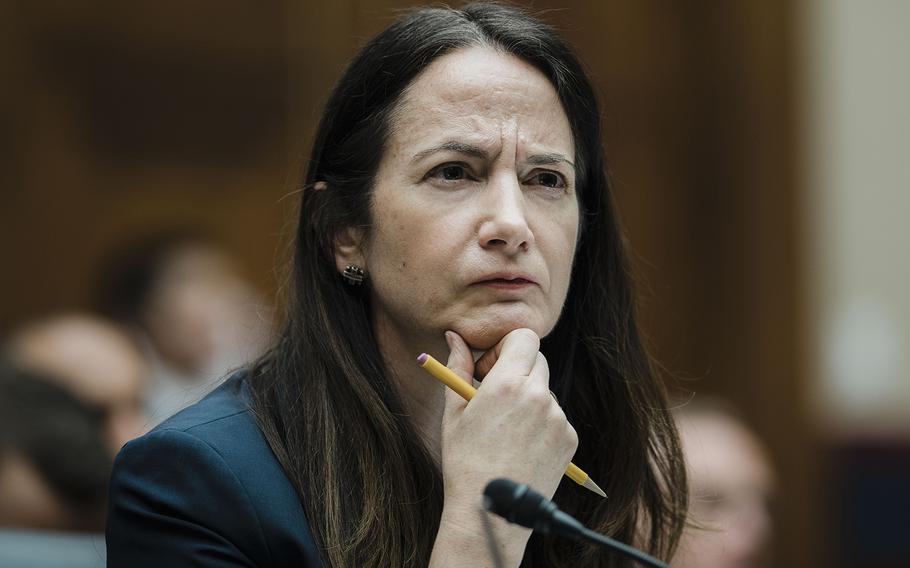 Director of National Intelligence Avril Haines listens to a question while testifying before the House Permanent Select Committee on Intelligence hearing in the Rayburn House Office Building on Capitol Hill on Tuesday, March 8, 2022, in Washington, D.C. President Joe Biden signed a law requiring that  Haines release declassified information on a COVID-19 study in March 2023.