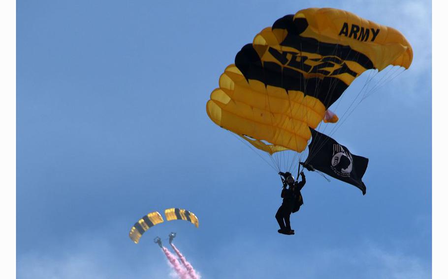 The US Army Golden Knights perform during the 2023 Visit Atlantic City Airshow on Wednesday, August 16, 2023.