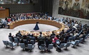 Members of the United Nations Security Council attend a session at U.N. headquarters on March 25, 2024.