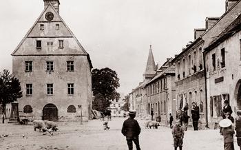The town hall in Grafenwoehr, Germany, is seen here in this archival photo from around 1910.