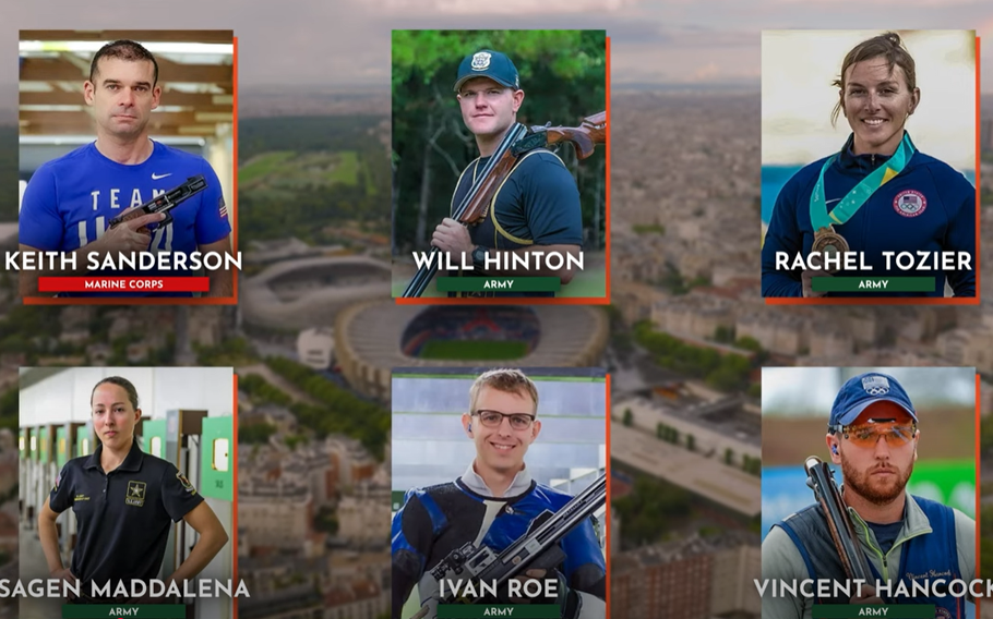 Images of 6 military athletes