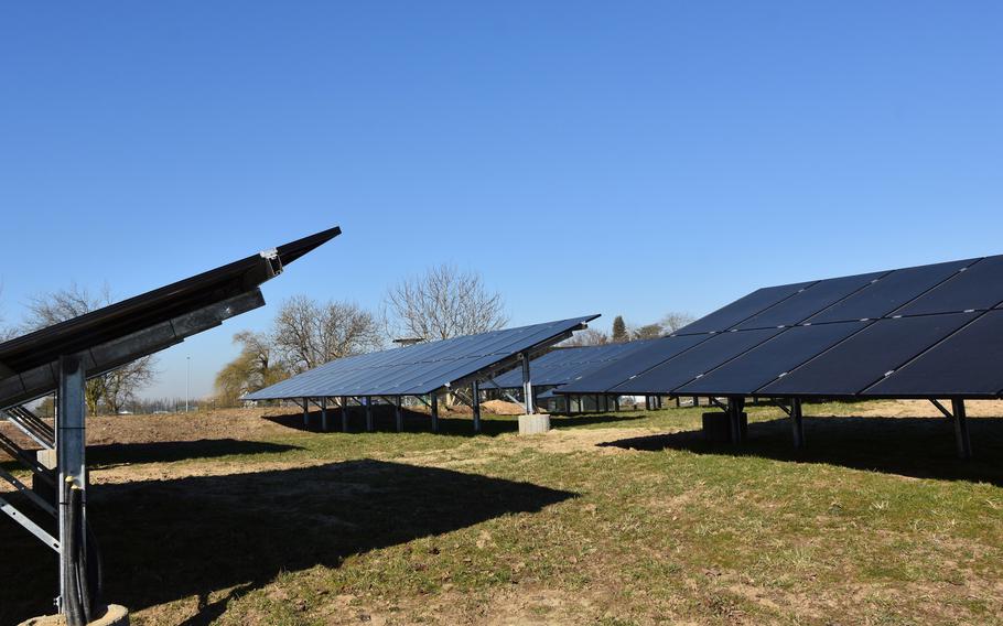 U.S. Army Garrison Wiesbaden installed a solar array to save on energy costs. But extreme price volatility is forcing Army garrisons in Germany to budget vastly higher sums for electricity and natural gas this fiscal year, according to Mark Heeter, a spokesman for the Army Installation Management Command — Europe.