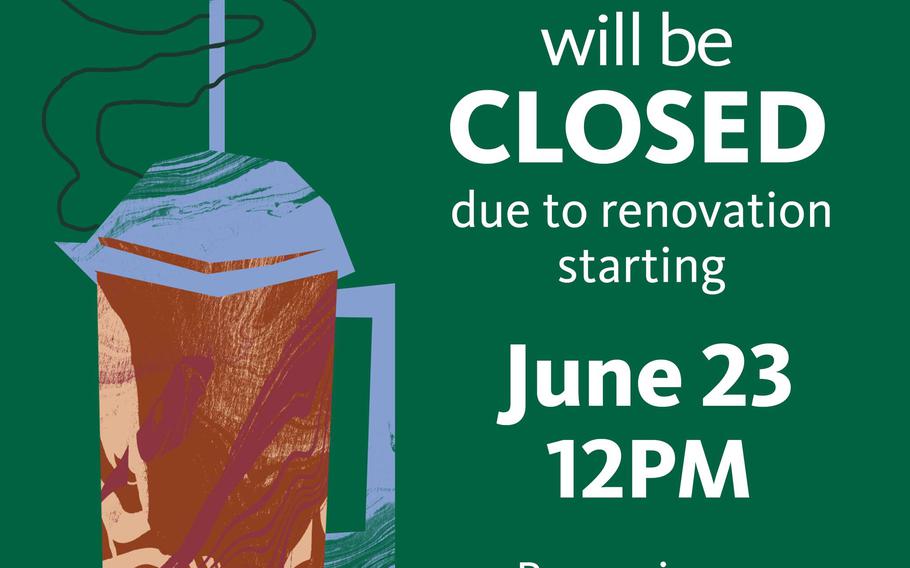 A poster informing patrons of a Starbucks closure.