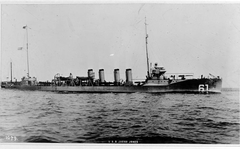 The USS Jacob Jones was struck by a torpedo fired from a German submarine in World War I. 