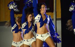 The Dallas Cowboys Cheerleaders perform at John W. Collier Community Fitness Center at Camp Humphreys, South Korea, Feb. 23, 2024.