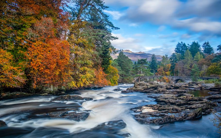 The Falls of Dochart, at Killin in Scotland, make for a dramatic autumn destination.