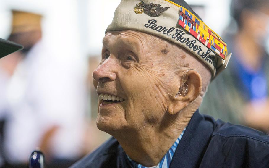 Dick Higgins, shown here attending the 80th commemoration of the attack on Pearl Harbor in 2021, died March 19, 2024, in Bend, Ore.