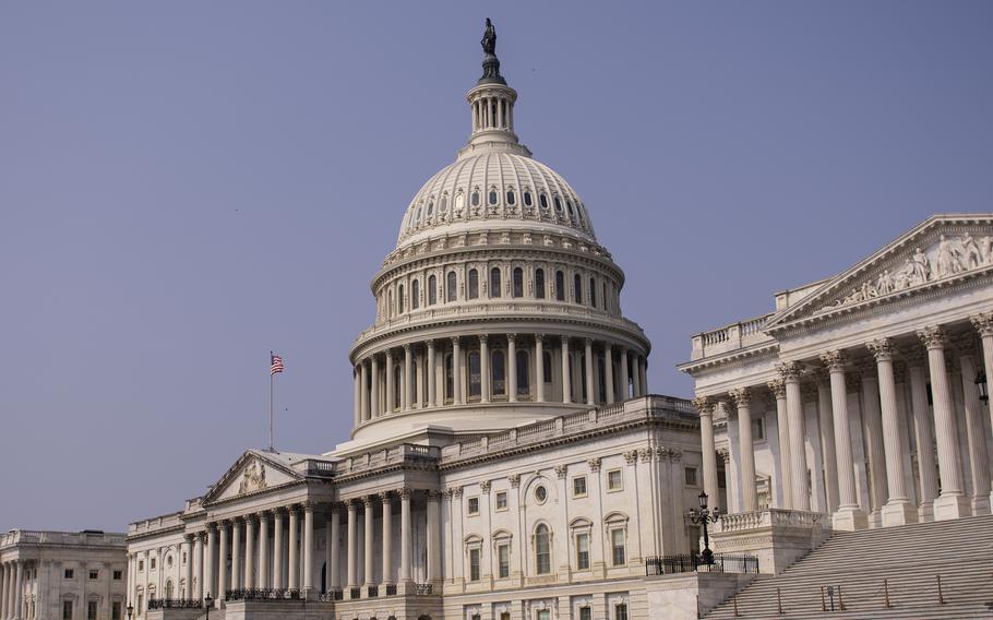 The U.S. Capitol building is seen on June 30, 2023, in Washington, D.C. The House narrowly approved a defense spending bill stripped of aid for Ukraine and loaded with controversial provisions that include restricting abortion access for troops and slashing pay for the defense secretary to $1.