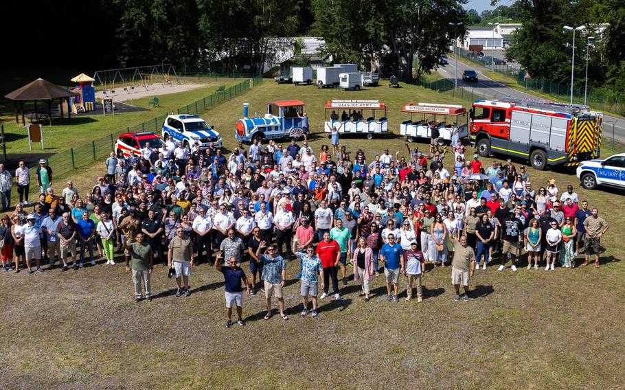 People pose for a group photo.