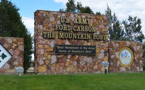 The entrance sign to Fort Carson, Colo.