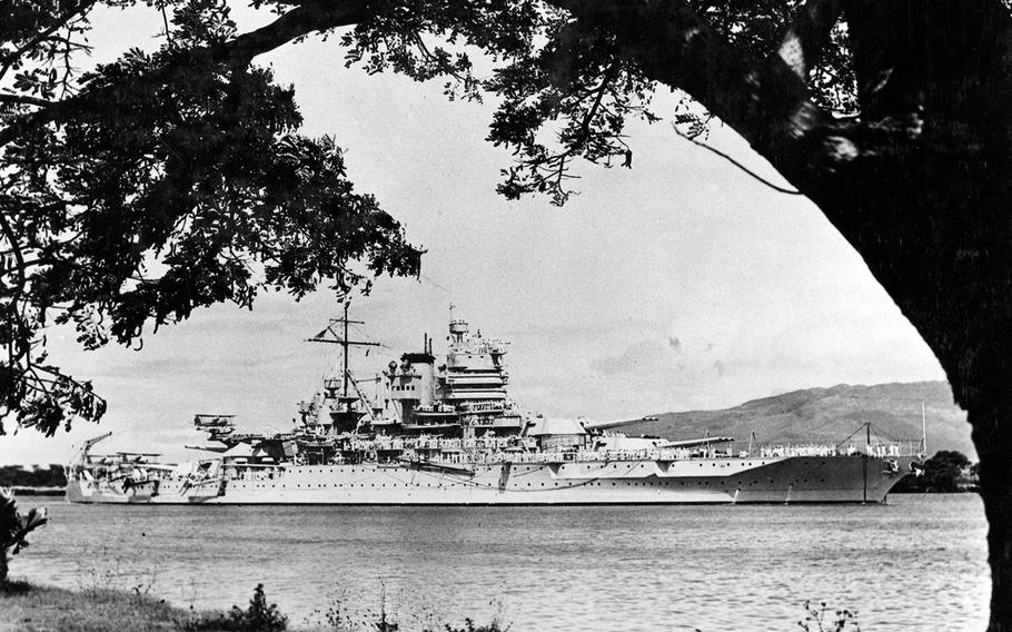 The battleship USS New Mexico (BB-40) is seen in Pearl Harbor, Hawaii, circa 1935.