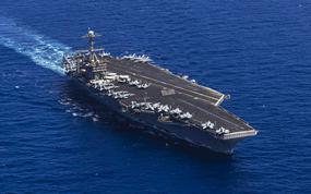 The aircraft carrier USS Harry S. Truman sails through the Mediterranean Sea on May 18, 2025, in the U.S. 6th Fleet area of operations. Truman just ended about five months on duty in the Red Sea as part of U.S. military operations against the Houthis in Yemen.