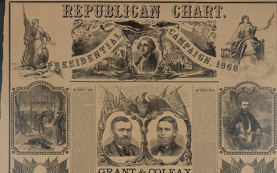 A campaign poster for Ulysses S. Grant and Schuyler Colfax.